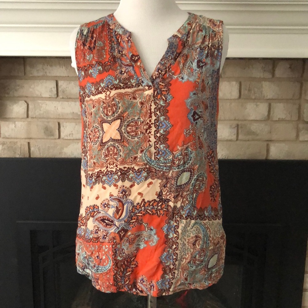 ‼️Clearance‼️ Artisan NY Paisley Sleeveless Open V-Neck High Low Blouse size S